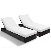 LONDON RATTAN Wicker Premium Outdoor Sun Lounge Pool Furniture Bed.
