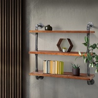 Display Shelves Wall Brackets Bookshelf Industrial DIY Pipe Shelf Rustic