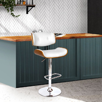 Wooden Gas Lift Bar Stool - Chrome