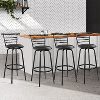 PU Leather Bar Stools - Black and Steel