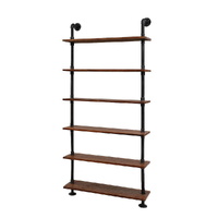 Rustic Wall Shelves Display Bookshelf Industrial DIY Pipe Shelf Brackets