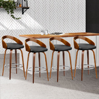 Walnut Wood Bar Stools - Black and Brown