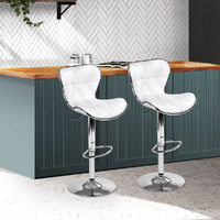 PU Leather Patterned Bar Stools - Chrome