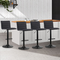 Faux Linen Bar Stools - Black