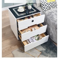 Owensboro Smart Bedside Tables Finger Print Lock Side 3 Drawers Wireless Charging USB Nightstand LED  AU