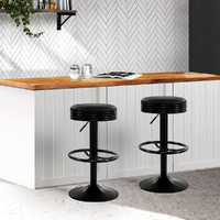 Backless PU Leather Bar Stools - Chrome