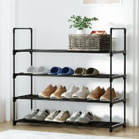 Shoe Rack Stackable Shelves 4 Tiers Shoes Storage Stand Black