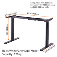 Standing Desk Height Adjustable Sit Stand Motorised Single White Motor Frame Top