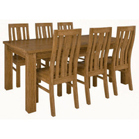 Birdsville Dining Set Table Chair Solid Mt Ash Wood Timber - Brown