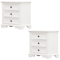 Hucclecote Bedside Table 3 Drawers Storage Cabinet Nightstand End Tables - White
