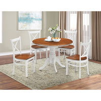 Lupin Dining Set 106cm Round Pedestral Table 4 Rubber Wood Chair - White Oak