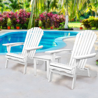 3 Piece Wooden Outdoor Beach Chair and Table Set
