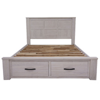 Americus Bed Frame Size Timber Mattress Base With Storage Drawers - White