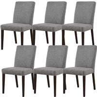Dining Chair Fabric Upholstered Solid Acacia Wood - Granite