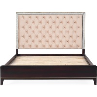 Amelia Antique Bed Frame Velvet Fabric Bedhead Solid Birch Timber Wood