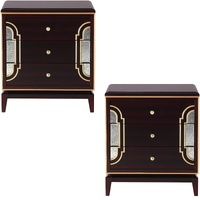 Booneville Bedside Table Solid Wood 3 Drawers Storage Cabinet Nightstand