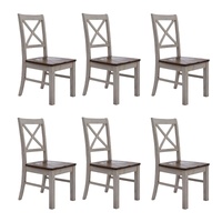 Erica X-Back Dining Chair Solid Acacia Timber Wood Hampton Brown White