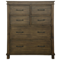Tallboy Chest of Drawers Solid Pine Wood Bed Storage Cabinet -Rustic Grey