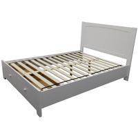 Bed Frame Mattress Base Storage Drawer Timber Wood - White