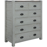 Erica Tallboy Chest of Drawers Solid Acacia Timber Wood Cabinet Brown White
