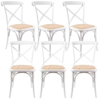 Aster Crossback Dining Chair Solid Birch Timber Wood Ratan Seat
