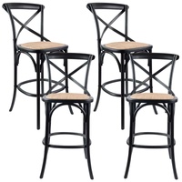 Aster Crossback Bar Stools Dining Chair Solid Birch Timber Rattan Seat