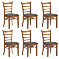 Linaria Dining Chair Crossback Solid Rubber Wood Fabric Seat - Walnut
