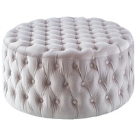 Cosmos Tufted Velvet Fabric Round Ottoman Footstools