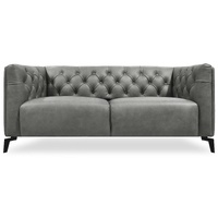Bingham Genuine Forli Leather Sofa Upholstered Lounge Couch - Dark Grey