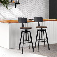 Rustic Industrial Style Metal Bar Stool - Black and Wood
