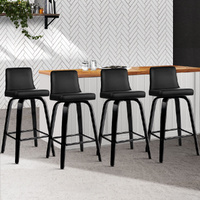 Wooden PU Leather Bar Stool - Black