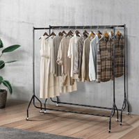 6FT Clothes Racks Metal Garment Display Rolling Rail Hanger Airer Stand Portable