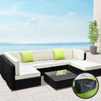 Sofa Set with Storage Cover Outdoor Furniture Wicker