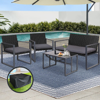 4PC Outdoor Furniture Patio Table Chair Black