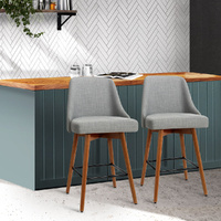 Wooden Fabric Bar Stools Square Footrest