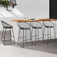 Bar Stools Steel Fabric - Grey and Black