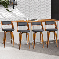 Wooden Bar Stools PU Leather - Black and Wood