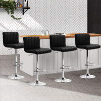 Line Style PU Leather Bar Stools - Black