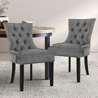 Set of 2 Dining Chair Beige CAYES French Provincial Chairs Wooden Retro Cafe