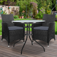 Outdoor Bistro Set Chairs Patio Furniture Dining Wicker Garden Cushion Gardeon