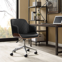 Wooden Office Chair Computer PU Leather Desk Chairs Executive Wood