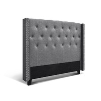 Bed Head Headboard Bedhead Fabric Frame Base Grey LUCA