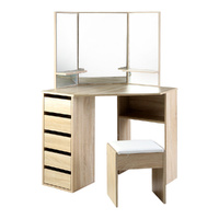 Corner Dressing Table Mirror Stool Set Makeup Vanity Desk Chair