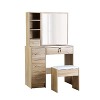 Dressing Table Stool Set Slide Mirror Makeup Vanity Desk Chair Drawer