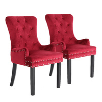 French Provincial Dining Chair Ring Studded Lisse Velvet Rubberwood