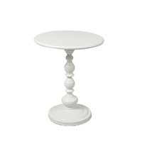 Grandville Side Table Vintage End Round Tabletop Steel Base Nightstand Antique