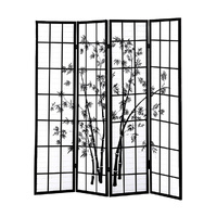 Scituate Free Standing Foldable  Room Divider Privacy Screen Bamboo Print