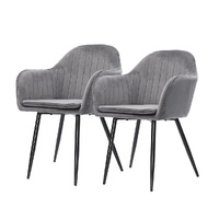 2x Dining Chairs Kitchen Steel Chair Velvet Removable Cushion Seat Covers