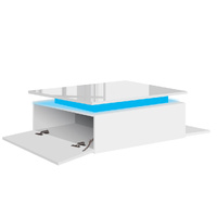 Coffee Table LED Lights High Gloss Storage Drawer Living Room