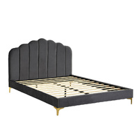 Adwick Bed Frame Mattress Base Platform Wooden Velevt Headboard